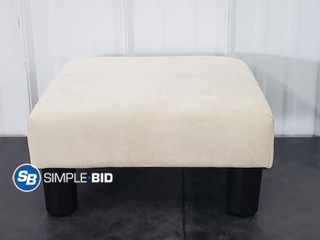 Lot 58-74811 - Little Cream Colored Footstool - 15" x 15" - Stands 7.5" Tall - A Little Dirty