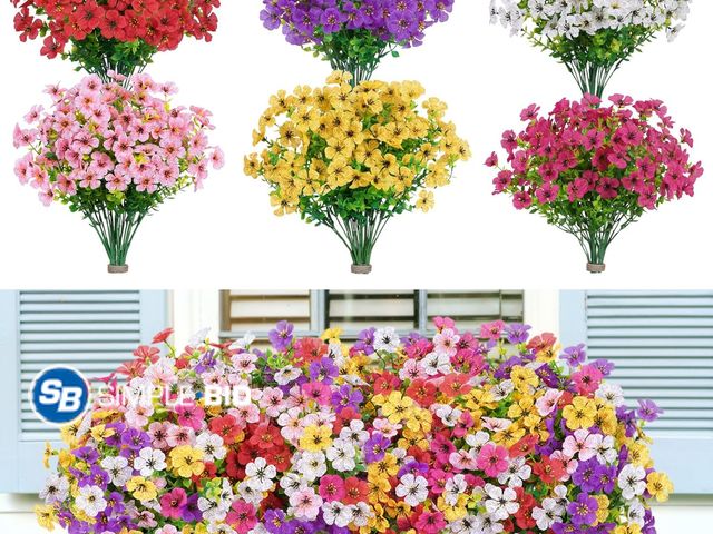 Lot 58-83128 - New Lifewit Artificial Flowers for Outdoor Indoor, 24 Bundles Plastic Fake Flowers Daisy with Eucaly...