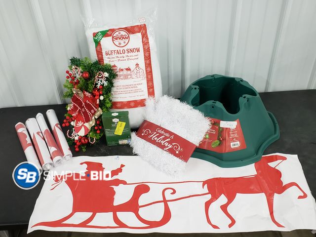 Lot 58-40074 - CHRISTMAS! Lot of Christmas and Holiday items - variety of items including Tree holder, garland, sno...