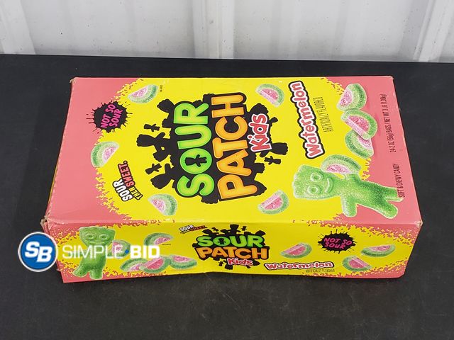 Lot 58-63548 - SOUR PATCH KIDS -- Watermelon -- 24 bags 2 oz each - unopened - Expired