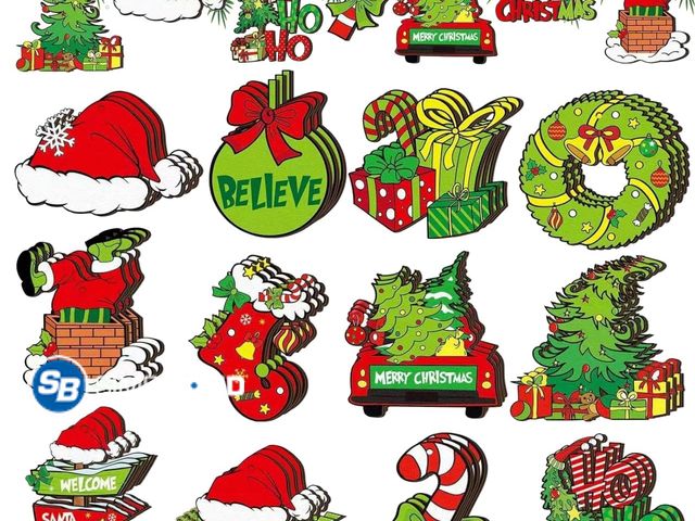 Lot 58-55988 - CHRISTMAS IN JULY! New 36pcs Christmas Tree Decorations - Wood Christmas Tree Hanging Ornament Holid...