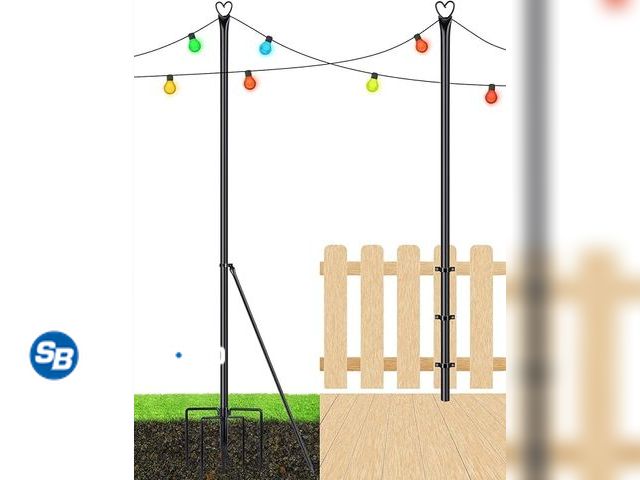 Lot 58-29274 - New XDW-GIFTS String Light Pole - Steel Poles for Outdoor String Lights Hanging, Garden, Backyard, P...