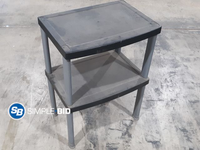 Lot 58-32566 - Sterilite 2 Shelf shelf -- approx. 35" tall - used but in good condition