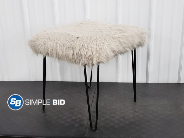 Lot 58-67473 - Faux Furry Ottoman - Used - Approx 20"x 20" x 20"