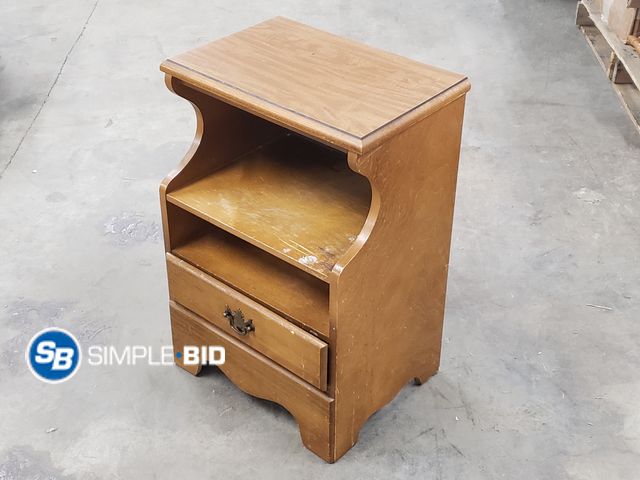 Lot 58-40646 - Wooden Night Stand - 2 Shelves and 1 Drawer for Storage