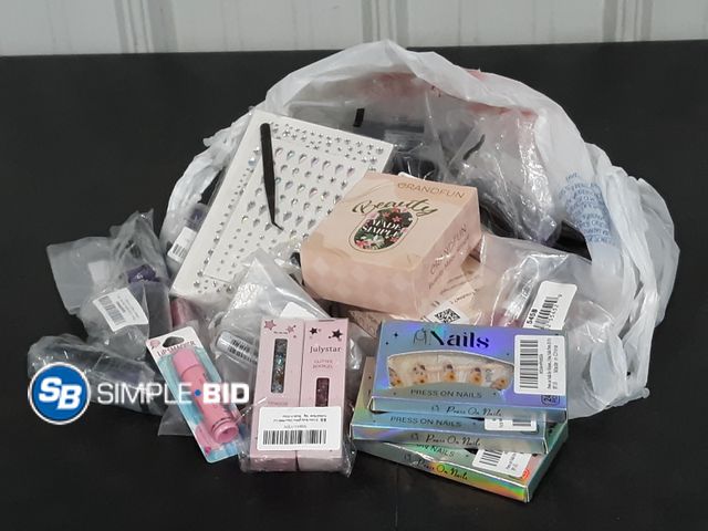 Lot 58-28366 - Large Lot of Misc. Health and Beauty Supplies - Lipsticks, Lip Gloss, Nail Art, Tweezers and More!