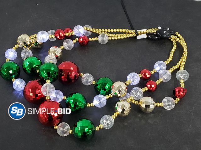 Lot 58-73140 - CHRISTMAS IN JULY! Lot of (3) New Joyin LED Jumbo Bead Necklaces - Lights up