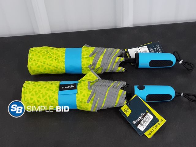 Lot 58-29626 - Lot of (2) New ShedRain Sport compact Umbrellas