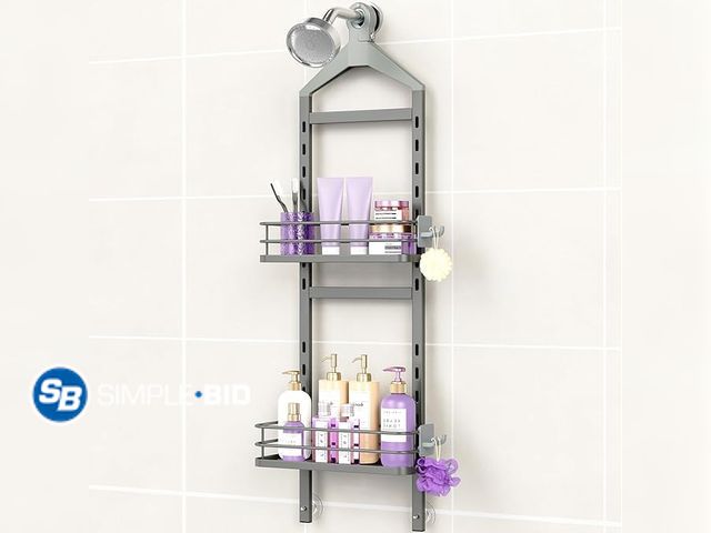 Lot 58-28655 - ODesign 2 Tier Height-Adjustable Shower Caddy Hanging Anti-Swing-Over The Shower Head Caddy-Showe r ...