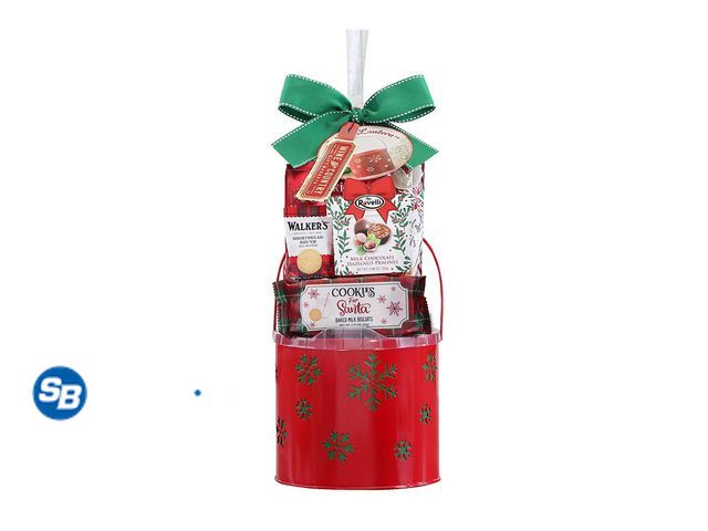 Lot 58-67453 - WINE COUNTRY! Gift basket Holiday Lantern Filled with Chocolate, Biscuits and more (expired)