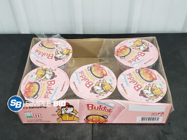 Lot 58-31005 - BULDAK! spicy Ramen artificial spicy chicken flavor -- 5 bowls - unopened - best by 6/26