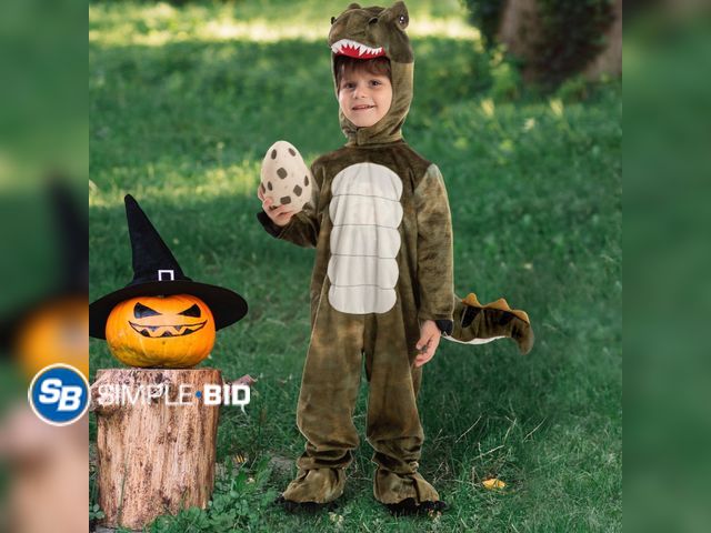 Lot 58-35148 - New Joyfy T-rex Dinosaur Animals Costumes Jumpsuit with Toy Egg for Kids Halloween Dress-up Party 2-...
