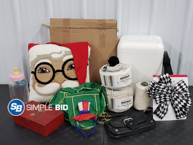 Lot 58-68791 - Lot of Various household items including yarn, Insulated cooler, decor and much more - used conditio...