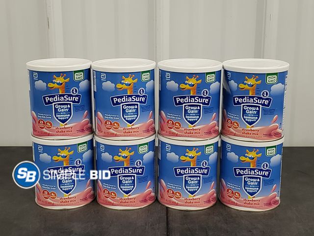 Lot 58-59322 - Lot of (8) New Pedia Sure STRAWBERRY shake Mix - best by 10/25