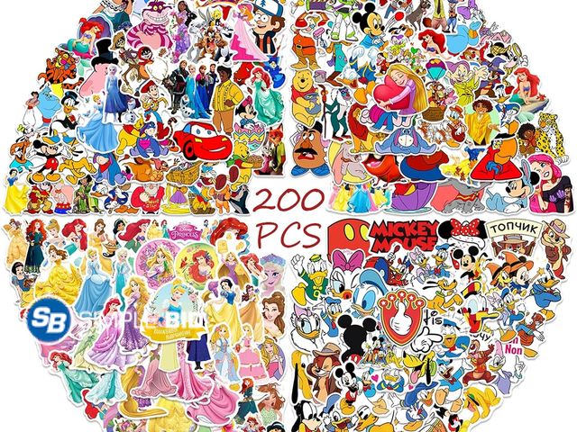 Lot 58-78259 - New 200Pcs Kids Stickers Pack Princess Stickers Cute Cartoon Characters Deals Movie Decal Childrens ...