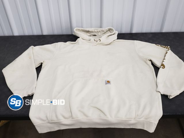 Lot 58-56184 - Carhartt Cream Color Sweatshirt - Size XL Loose Fit - Does Have Some Stains on Front - Used