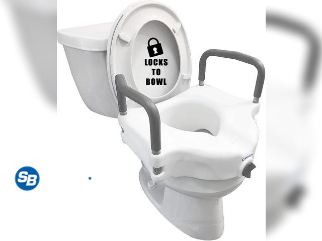 Lot 58-76073 - Carex E-Z Lock Raised Toilet Seat with Handles, 4.5 Inch Toilet Seat Riser with Arms, Toilet Riser F...