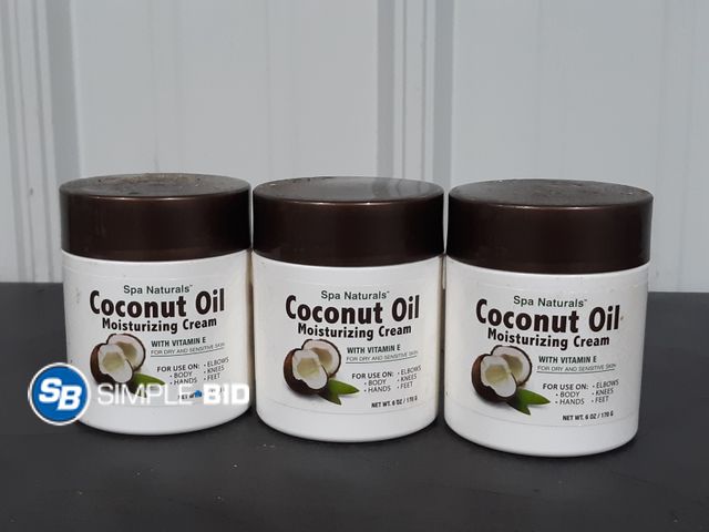 Lot 58-32418 - Lot of (3) Spa Naturals Coconut Oil Moisturizing cream 6 oz each