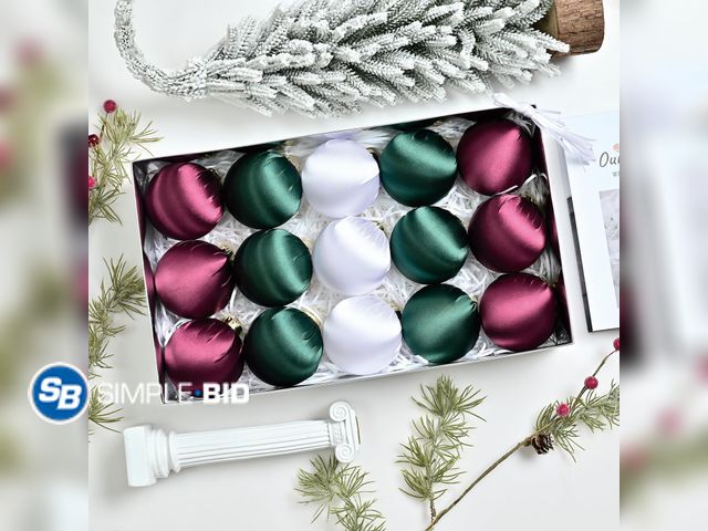 Lot 58-53440 - New Christmas Ball Ornaments, 15 Pcs Ornaments with Velvet, Multicolor Xmas Decorations for Christma...