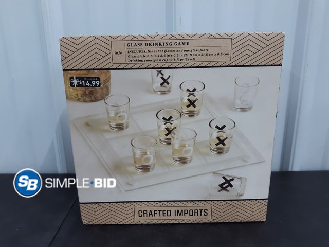 Lot 58-67091 - Glass Drinking Game - Tic Tac Toe with Shot Glasses - Appears Unused