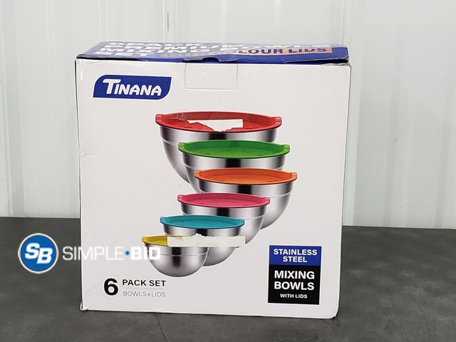 Lot 58-84096 - 6 Pack Premium Mixing Bowl Set with Color Lids