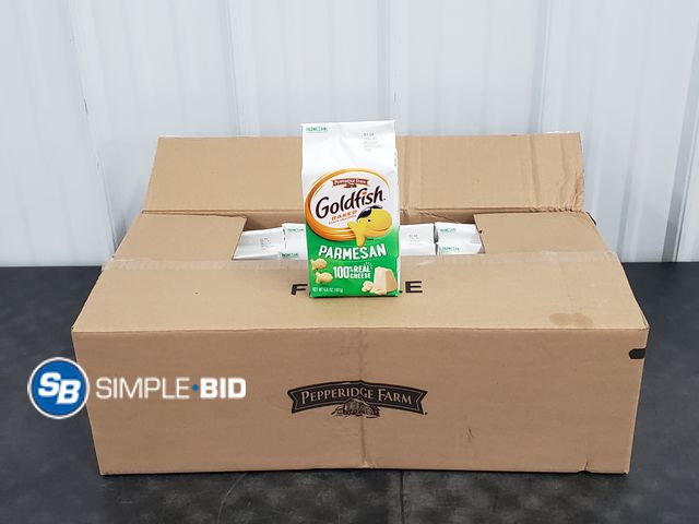 Lot 58-75030 - BOX of (24) GOLDFISH! Baked Parmesan Pepperidge Farm Goldfish 6.6 oz each - unopened - expired