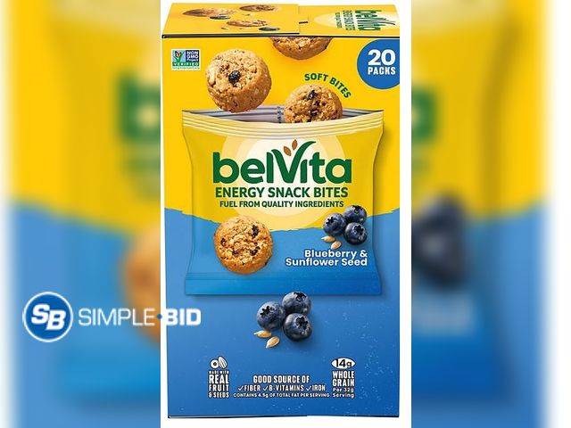 Lot 58-63624 - BelVita Energy Snack Bites, Blueberry and Sunflower Seed, 20 - 1.12 oz Snack Packs - unopened - expi...