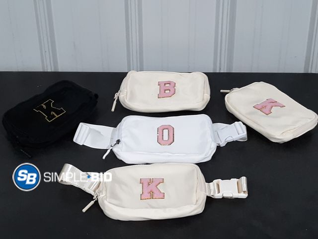 Lot 58-29448 - Lot of (5) New initial Crossbody bag, Fanny pack Belt bag - "K" - "O" - "B"