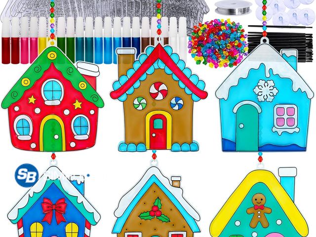 Lot 58-62917 - CHRISTMAS IN JULY! New Winlyn 24 Sets Christmas Gingerbread House Suncatchers Ornaments Decorations ...