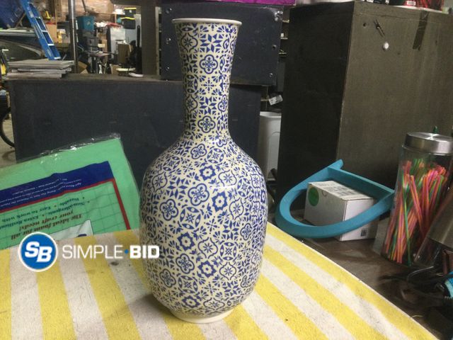 Lot 58-60695 - 18 in Tall Vase with Blue Design