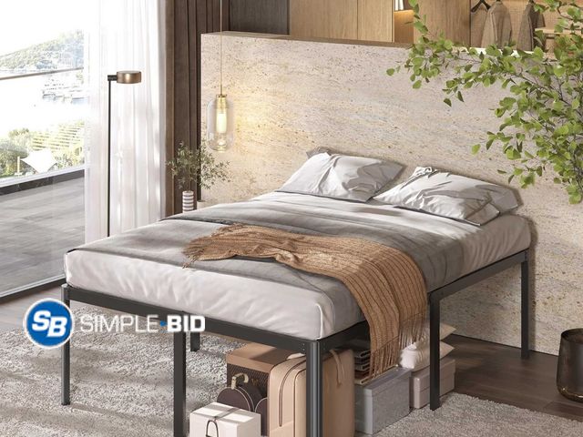 Lot 58-19950 - Lutown-Teen 22 Inch High King Bed Frame with Rounded Corner Legs, Sturdy Mattress Foundation, Heavy ...