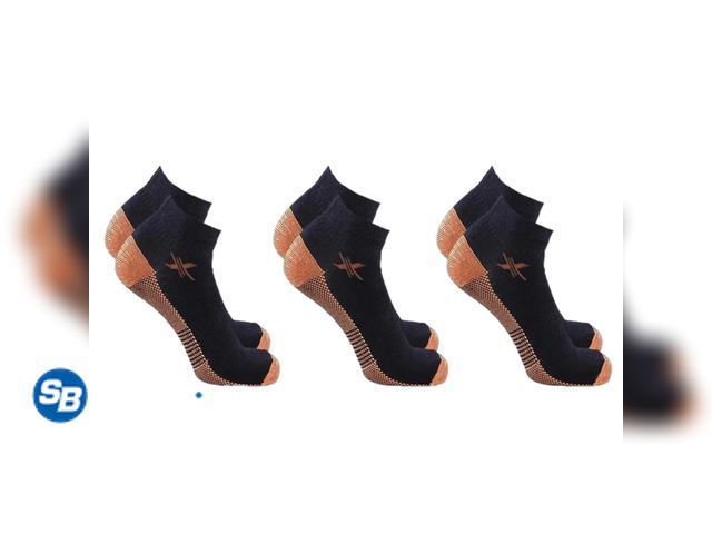 Lot 58-51494 - New Copper-Infused Compression Socks - Low Cut (3-Pairs)