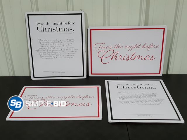 Lot 58-33087 - Lot of (4) signs (2) Twas the night before CHRISTMAS (2) Twas the night before CHRISTMAS -- When wha...