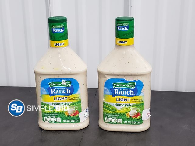 Lot 58-74065 - Lot of (2) Hidden Valley Ranch Light 40 fl oz - unopened - expired