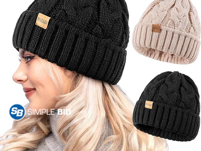 Lot 58-83819 - New Womens Winter Knitted Beanie Hat Knit Warm Skull Cap Skull Cap Beanie for Women 2 Packs