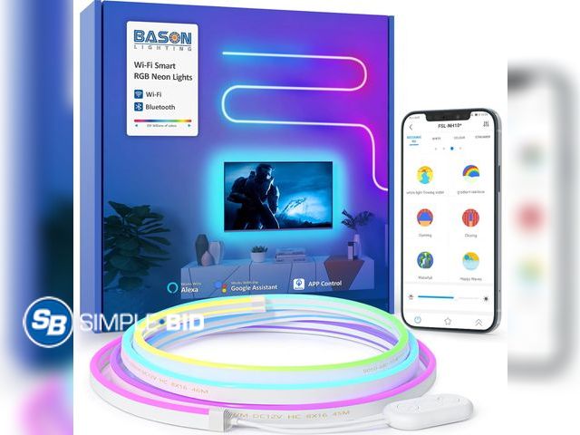 Lot 58-50580 - New BASON LIGHTING RGB+IC Neon Rope Lights, 9.8ft LED Strip Lights, Works with Alexa, Google Assista...