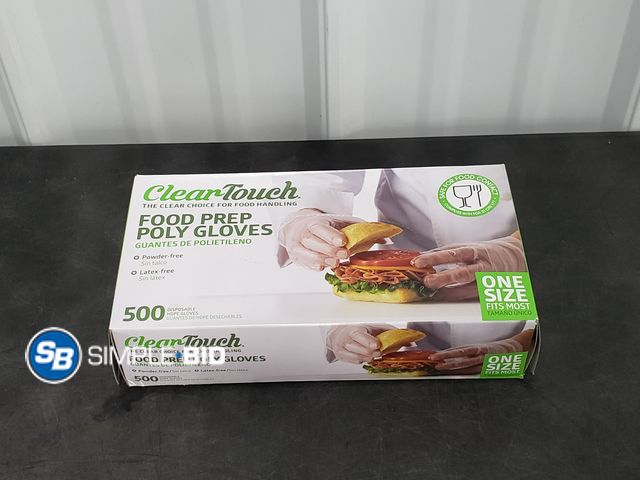 Lot 58-57028 - New Clear Touch FOOD prep Poly Gloves - 500 in box - one size fits most