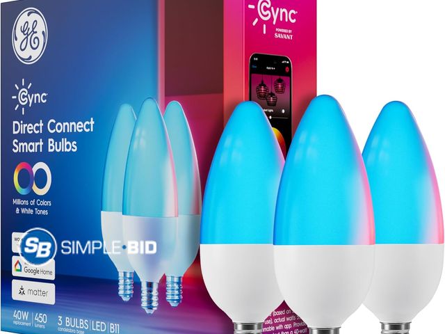 Lot 58-66086 - GE Cync Smart LED Light Bulbs, Color Changing Decorative Light Bulbs, Indoor WiFi Lights, Matter Com...