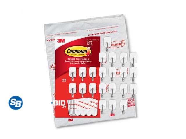 Lot 58-58626 - New Command Small Wire Toggle Hooks, White, Damage Free Organizing, 22 Hooks and 24 Strips