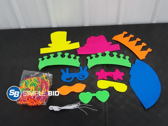 Lot 58-38841 - New Neon Photo Booth Props Glow Photo Booth Fully Assembled Neon Glow Party Colorful Black Light Flu...