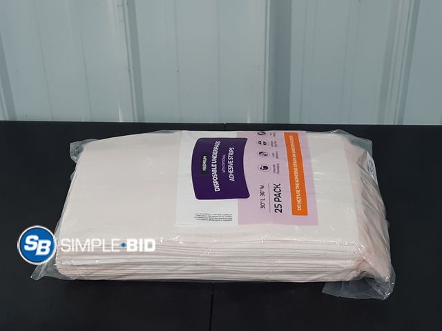 Lot 58-27248 - Premium Disposable Underpads With Soptional Adhesive Strips - 30 x 36" - 25 Count