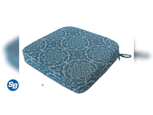 Lot 58-32197 - New Better Homes &amp; Gardens 19" x 18" Premium Blue and Green Medallion Outdoor Seat Cushion