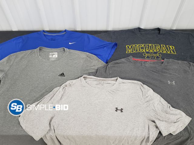 Lot 58-77167 - Lot of (5) MEN'S T-shirts - Variety of styles - Nike Dri Fit - Michigan, Under Armour - SIZE XL - XX...