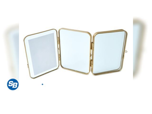 Lot 58-37569 - New Beautiful 3 Piece Gold Metal Folding Picture Frame by Drew Barrymore - Fits 5x7 and 4x6 Photos -...
