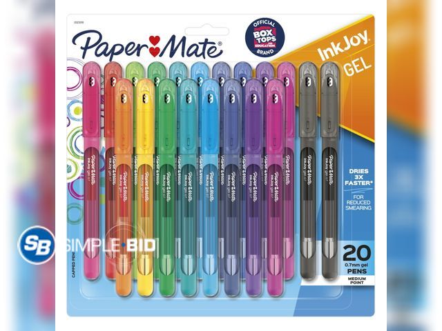 Lot 58-54078 - New Paper Mate InkJoy Gel Pens, Medium Point (0.7mm), Assorted Colors, Capped, 20 Count