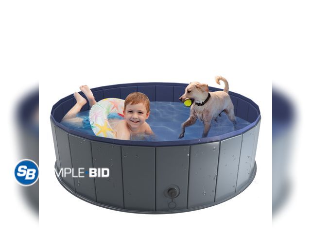 Lot 58-27455 - Niubya 64 x 12'' Foldable Dog Swimming Pool, Portable Bath Tub for Pets Indoor and Outdoor(Gray) - a...