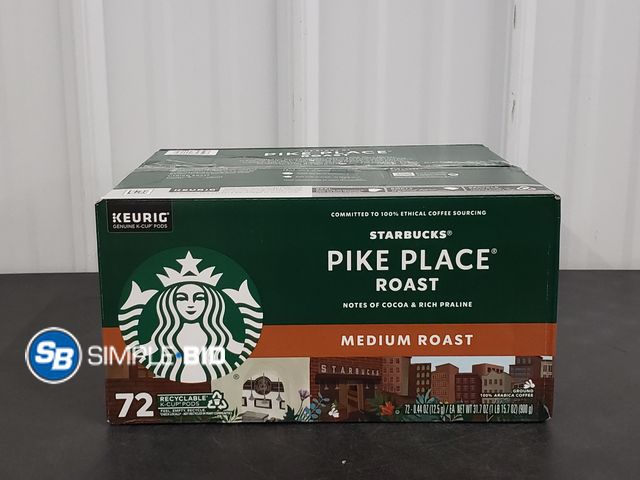 Lot 58-74950 - Starbucks PIKE PLACE roast 72 medium roast K-cups - unopened