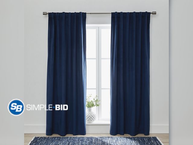 Lot 58-54701 - New Better Homes &amp; Gardens Dutch Velvet Solid 100% Blackout Curtain Panel, Navy Blue, 52" W x 10...