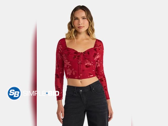 Lot 58-70579 - Madden NYC Women's Corset Top with Long Sleeves - Size XL 16-18 - NWT