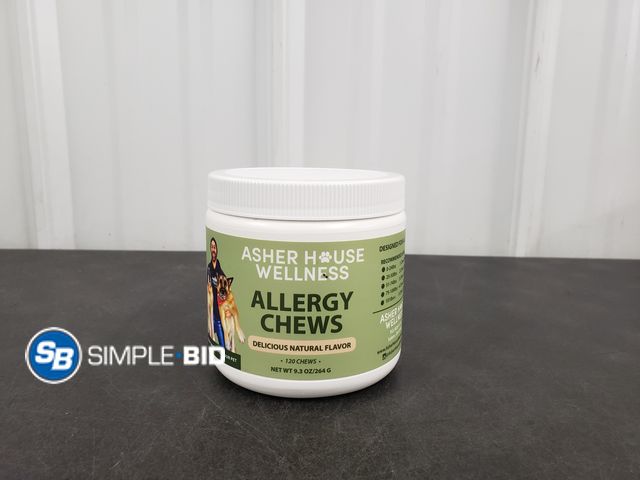 Lot 58-66078 - Asher House Wellness Allergy Chews for Dogs - Open Container Mostly Full